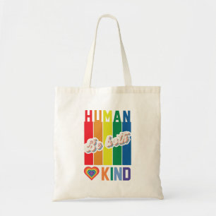 Be Both Human and Kind – Vintage Rainbow-Inspired Tote Bag