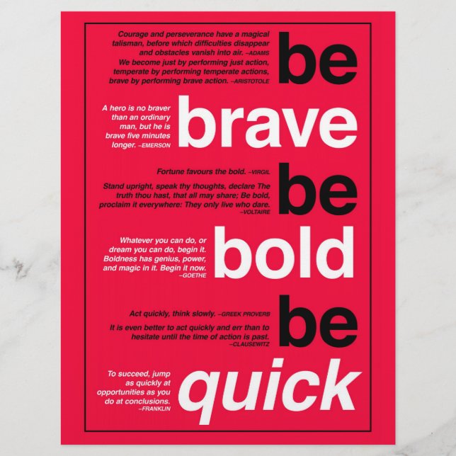 Be Brave. Be Bold. Be Quick. Motivational Quotes Flyer (Front)