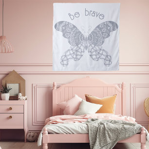 Be Brave Blue Boho Butterfly Tapestry