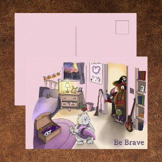 Be Brave Cute Halloween Cat and Supportive Friends Postcard