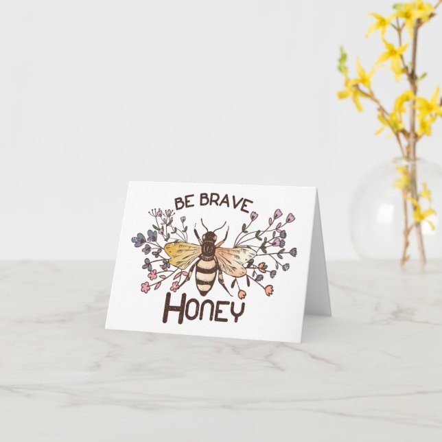 Be Brave Honey Bee Card (Yellow Flower)