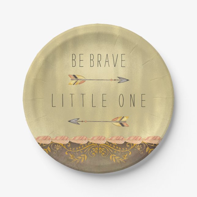 Be Brave Tribal Arrow Baby Shower Paper Plate (Front)