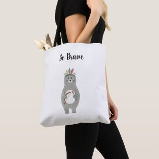 Be Brave Tribal Bear Bear Tote Bag