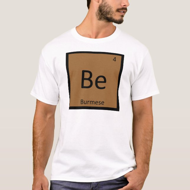 Be - Burmese Cat Python Chemistry Element Symbol T-Shirt (Front)