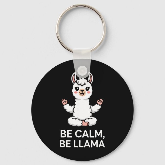 Be Calm Be Llama Meditation Yoga  Key Ring (Front)