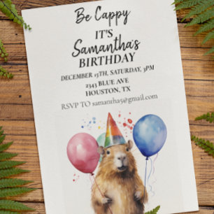 Be Cappy Capybara Birthday Party  Invitation