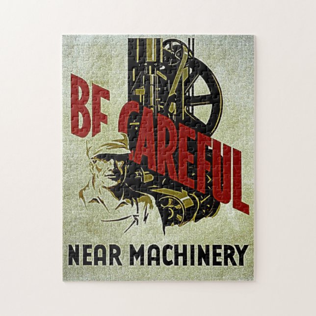 Be Careful Near Machinery - WPA Safety Poster Jigsaw Puzzle (Vertical)