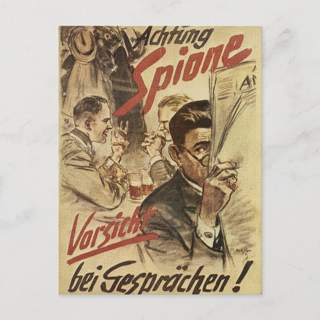Be careful - spies poster postcard (Front)