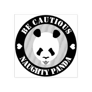 Be Cautious Naught Panda Rubber Stamp