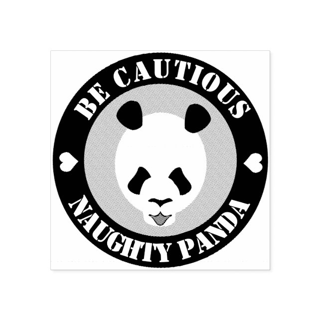 Be Cautious Naught Panda Rubber Stamp (Imprint)