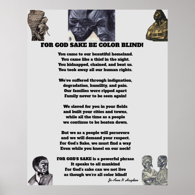 BE COLOR BLIND FOR GODS SAKE poster (Front)