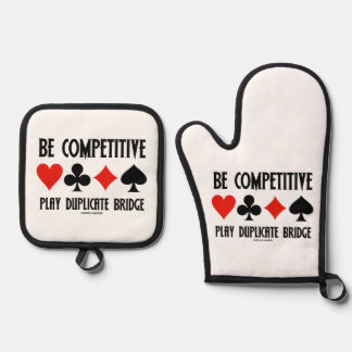 Be Competitive Play Duplicate Bridge Card Suits Oven Mitt & Pot Holder Set