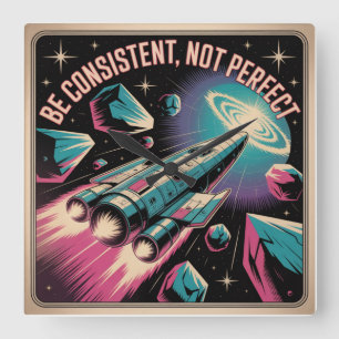 Be Consistent, Not Perfect Square Wall Clock