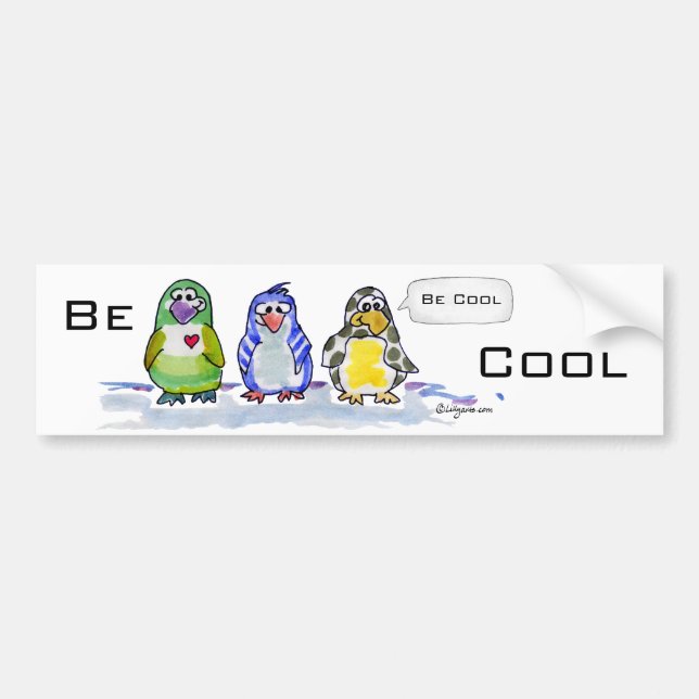 Be Cool Cartoon Penguins Bumper Sticker (Front)