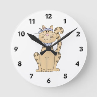 Be Cool Cat Round Clock