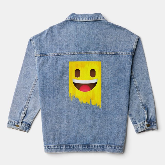 Be Cool & Chill Out Enjoy Sarcastic Meme Fun Faces Denim Jacket (Back)