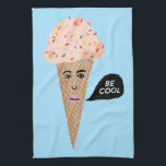 BE COOL pink talking ice cream cone Tea Towel<br><div class="desc">Everyone loves ice cream! Give the gift of this cute kitchen towel with a talking pink ice cream cone! Add your own customised text too.
Check my shop for lots more colours and patterns!</div>