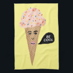 BE COOL pink talking ice cream cone Tea Towel<br><div class="desc">Everyone loves ice cream! Give the gift of this cute kitchen towel with a talking pink ice cream cone! Add your own customised text too.
Check my shop for lots more colours and patterns!</div>