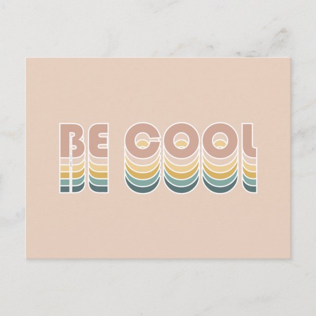 Be Cool Retro Rainbow Typography Postcard (Front)