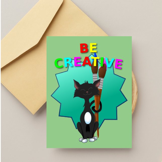 Be Creative Black and White Cat Postcard (Creator Uploaded)