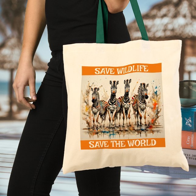 Be curious, be zebra: save wildlife! tote bag (Creator Uploaded)