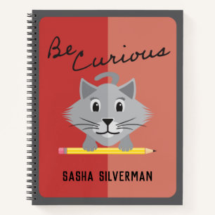 Be Curious Silver Persian Kitty Shaded Rose Colour Notebook