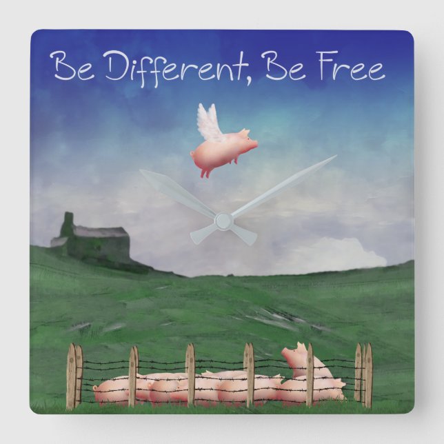 Be Different, Be Free Wall Clock (Front)