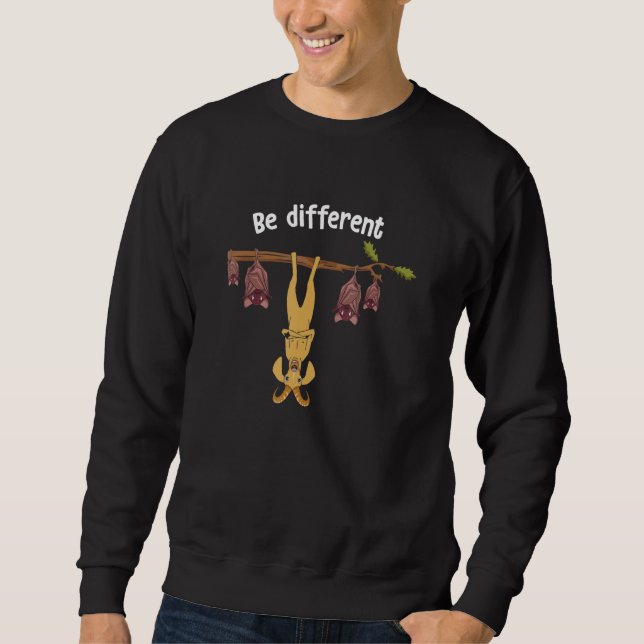 Be Different Cute Goat With Bats Hanging On Tree Sweatshirt (Front)