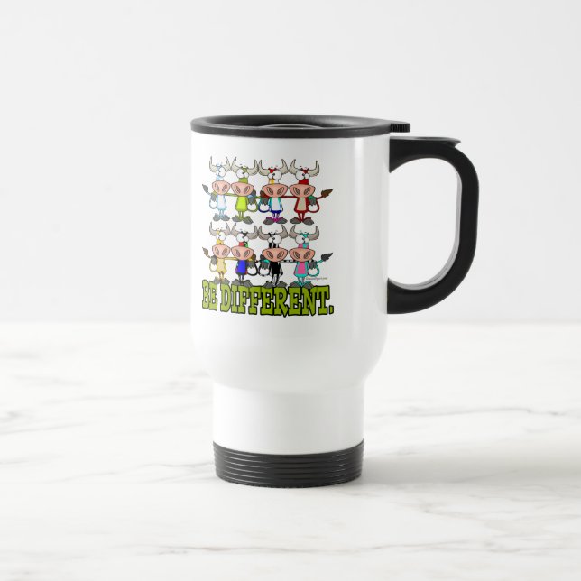 BE DIFFERENT funny funky cows Travel Mug (Right)
