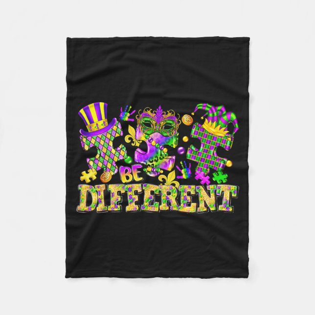 Be Different Mardi Gras New Orleans Au Fleece Blanket (Front)