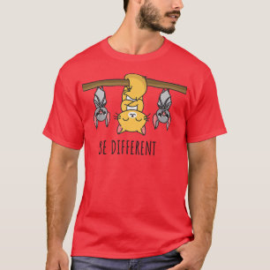 Be different saying Cute cat bat T-Shirt
