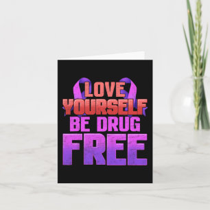Be Drug Free Love Yourself Purple Ribbon Card