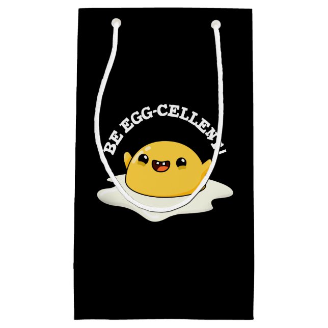 Be Egg-cellent Funny Egg Pun Dark BG Small Gift Bag (Front)