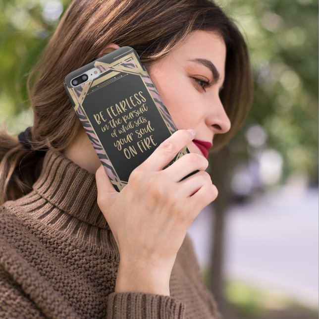 Be Fearless Quote Pink Leopard Print Art Deco Case-Mate iPhone Case (Creator Uploaded)