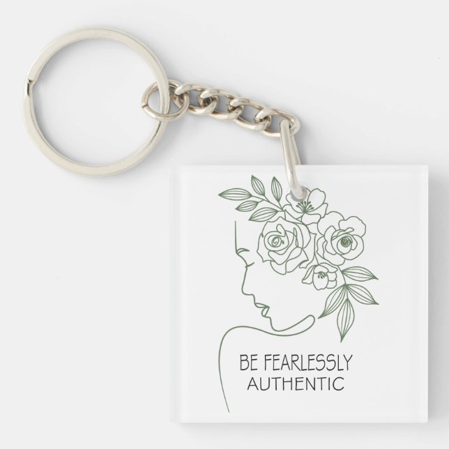 Be Fearlessly Flowers Head Feminine Key Ring (Front)