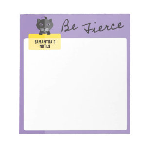 Be Fierce Sable Black Cat Personalized Note Purple
