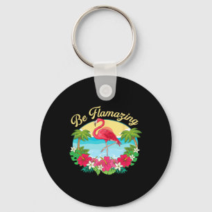 Be Flamazing - Cute Flamingo Lover Beach Vacation Key Ring