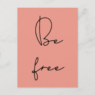 Be free black font postcard