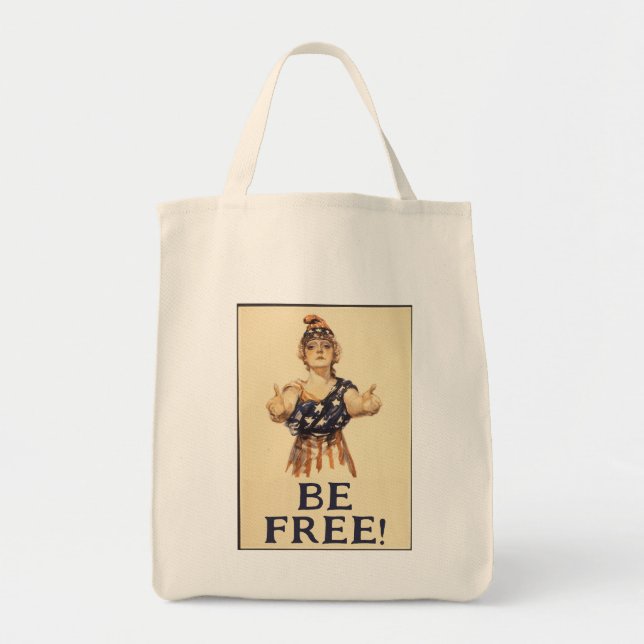 Be Free! grocery tote bag (Front)