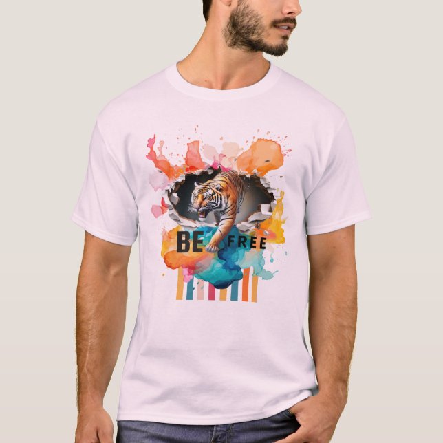 Be free tiger design T shirt (Front)