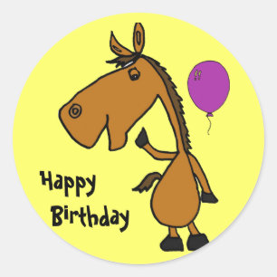 BE- Funny Horse Birthday Stickers