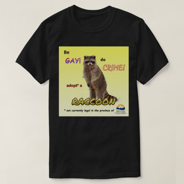 Be Gay Do Crime Adopt a raccoon T-Shirt (Design Front)