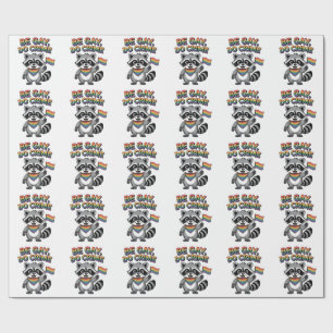 Be Gay Do Crime Funny Feral Racoon LGBTQ Wrapping Paper
