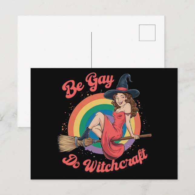 Be Gay Do Witchcraft Gay Pride Witch Halloween Postcard (Front/Back)