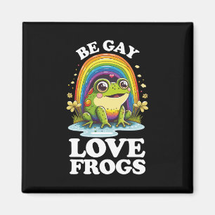 Be Gay Love Frogs Funny LGBTQ Pride Rainbow Retro Magnet