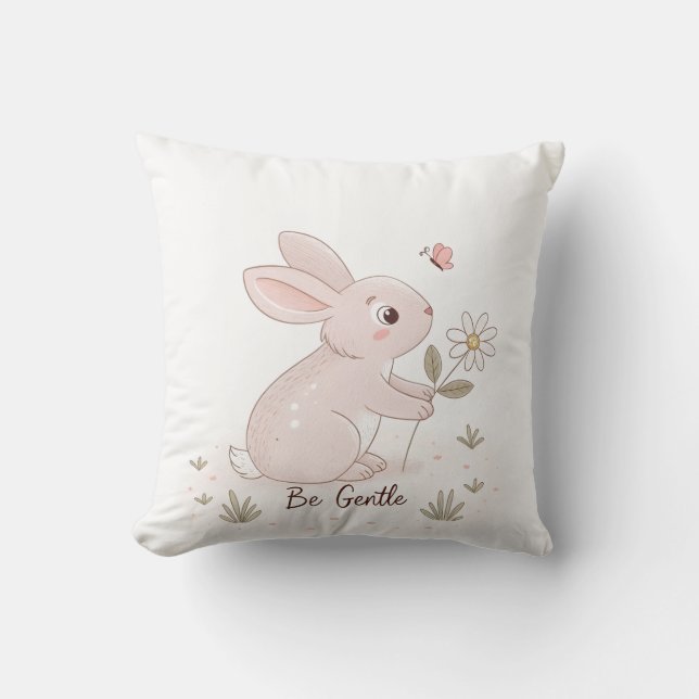 Be Gentle Baby Bunny – Minimalist Scandinavian Cushion (Front)
