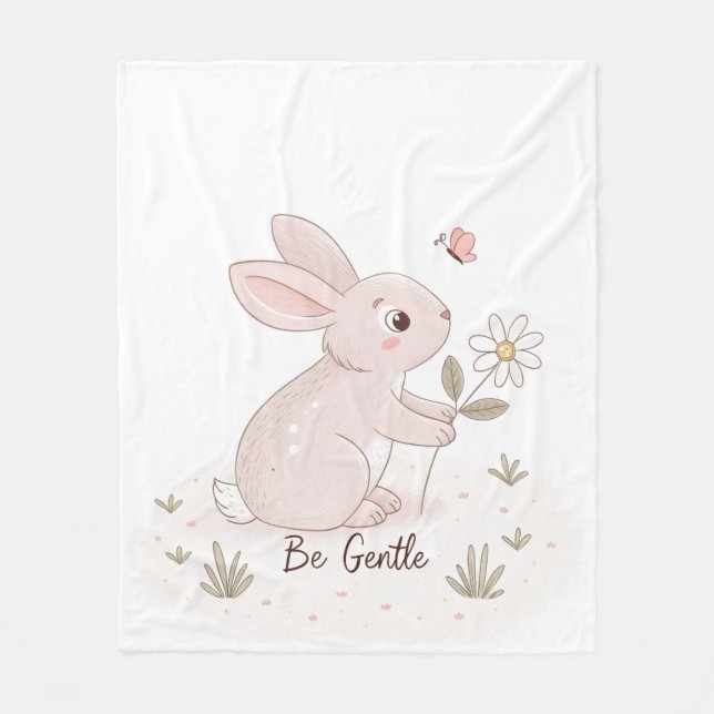 Be Gentle Baby Bunny – Minimalist Scandinavian Fleece Blanket (Front)