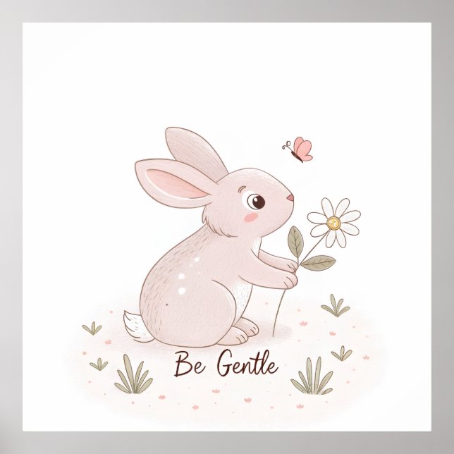 Be Gentle Baby Bunny – Minimalist Scandinavian Poster (Front)