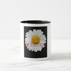 Be Gentle Minimalist Daisy Flower Aesthetic Black  Mug