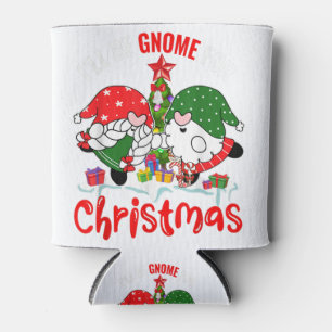 Be Gnome For Xmas Couple Gnomes Christmas Tree Lig Can Cooler